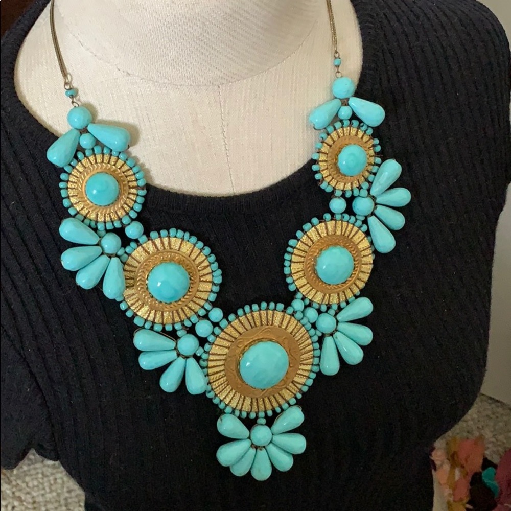 Statement Turquoise Blue Necklace - image 2